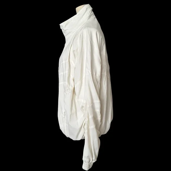 Bally Vtg Full Zip Jacket Windbreaker Womens Sz XL Ivory Soft Cotton Logo Lining - Picture 6 of 14